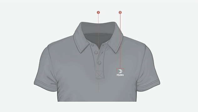 a grey t-shirt with a red circle on it