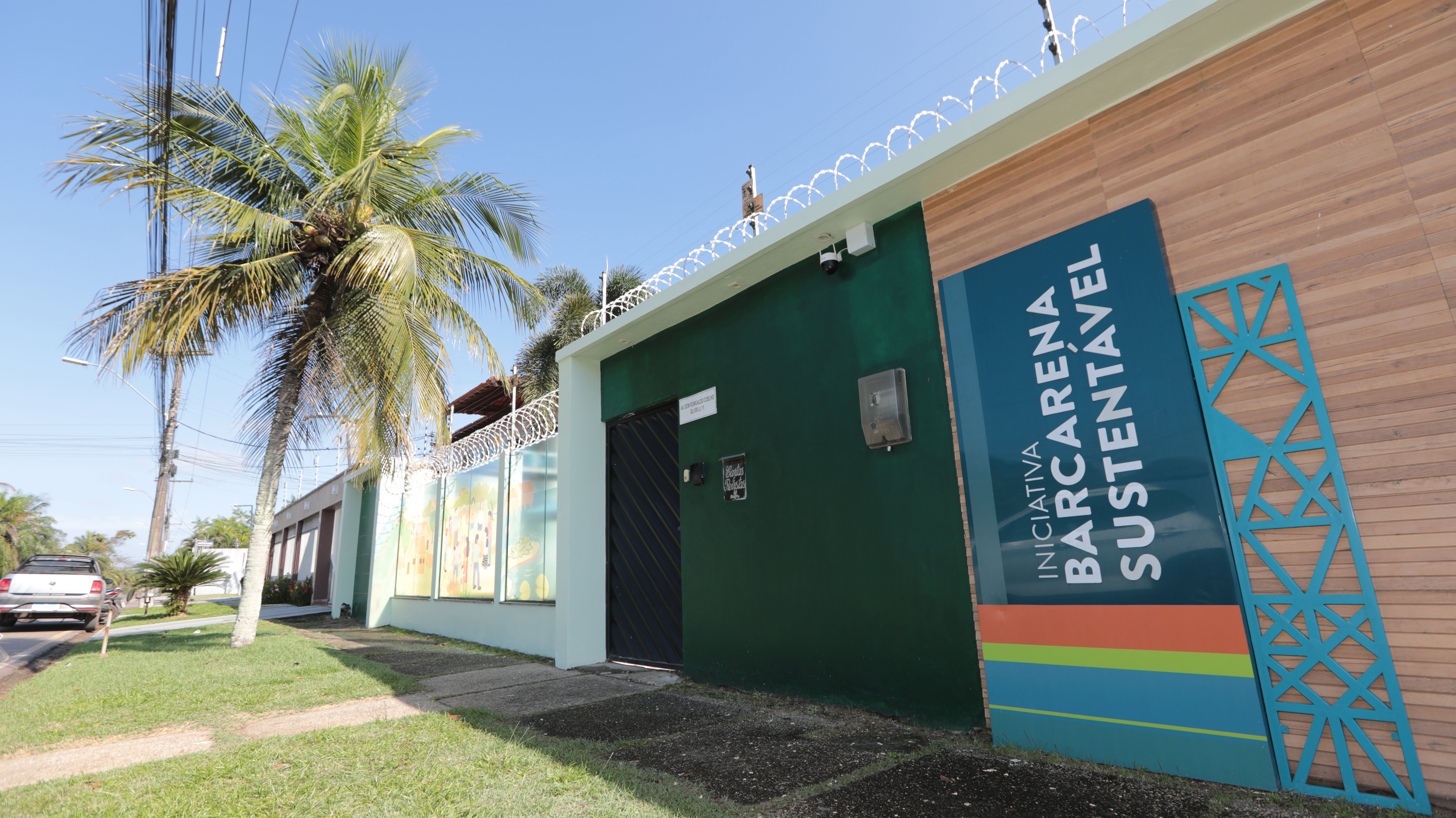 a building with a sign on it