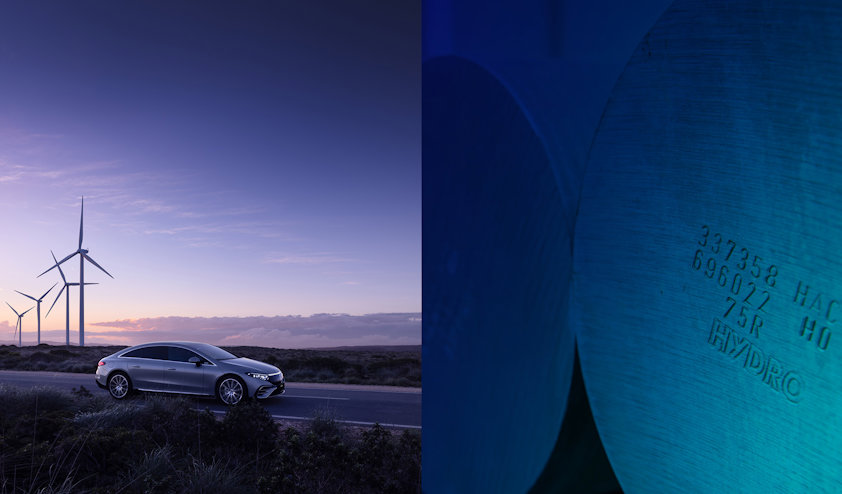 En bil med vindmøller og aluminiumsblokker