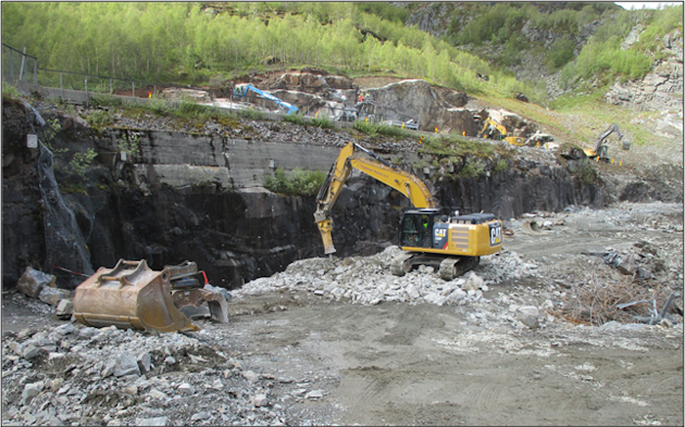 a construction vehicle in a quarry